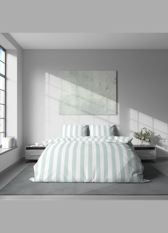 Постельное белье " ",Микрофибра,Голубой с Белым,Двуспальный P-0134 Lelit (316632638)