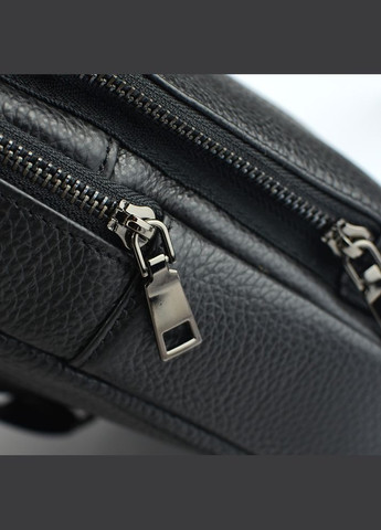 Чоловіча чорна сумка шкіряна рюкзак слінг на одне плече No Brand (305834014)