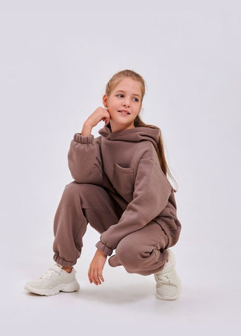 Коричневий костюм (кофта з капюшоном + штани) лате Smil