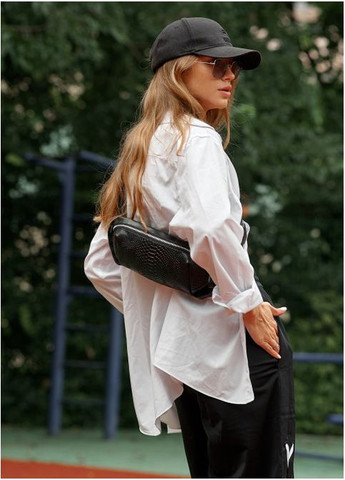 Женская поясная сумка бананка из экокожи Черная с принтом крокодила (853036414) Sambag (360965628)