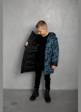 Комбінована зимня двостороння куртка меттью чорно - бірюзовий Cvetkov Метью