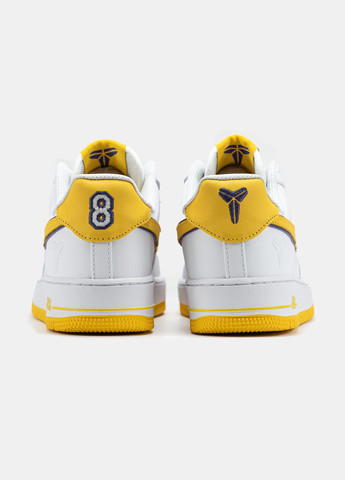 Білі Осінні кросівки чоловічі nike air force 1 kobe bryant white yellow | найк аір форс 1 білі No Brand