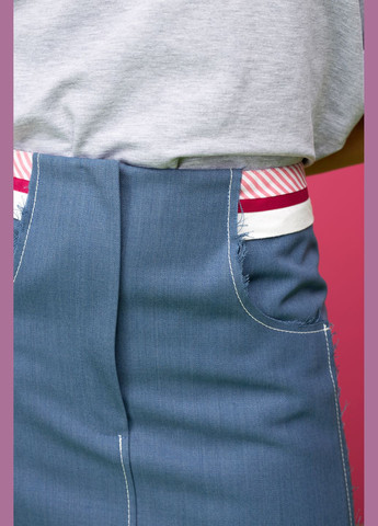 Синяя праздничный, офисная, повседневная, кэжуал, джинсовая юбка трапеция SAYYA а-силуэта (трапеция)