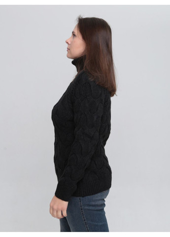 Черный зимний свитер женский черный шерстяной зимний с горлом Pulltonic Пряма