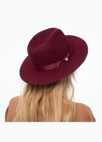 Шляпа федора женская с лентой фетр бордовая LuckyLOOK 653-277 (289478362)