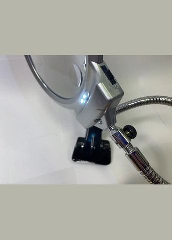 Лупа двойная на гибкой ноге с зажимом 15122C с LED-подсветкой 2х и 6-кратное увеличение MG (302833508)