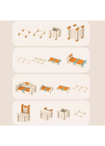 Деревянный конструктор Ферма с фигурками 107 деталей + 15 фигур No Brand (358936354)