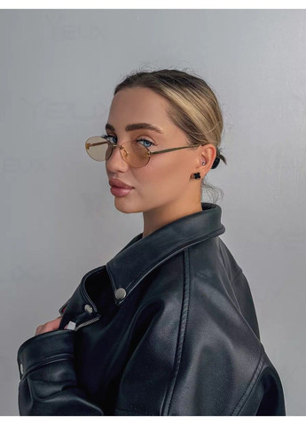 Сонцезахисні окуляри без оправи Fantasy бежеві із золотом No Brand (308260913)