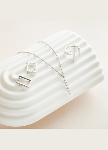 Срібна каблучка незамкнена Дві половинки без камінців No Brand (354721980)