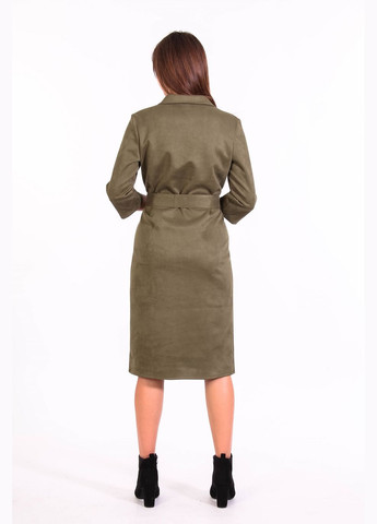 Оливкова (хакі) кежуал сукня жіноча 0652 замш на дайвінгу хакі Актуаль