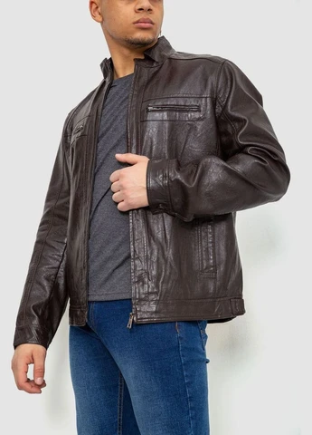 Коричнева демісезонна куртка чоловіча демісезонна екошкіра Ager 243R1009-2