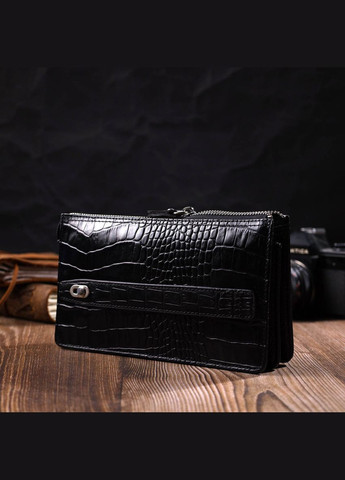 Мужской клатч на два отделения из натуральной кожи с тиснением под крокодила 22044 Bond (298567736)