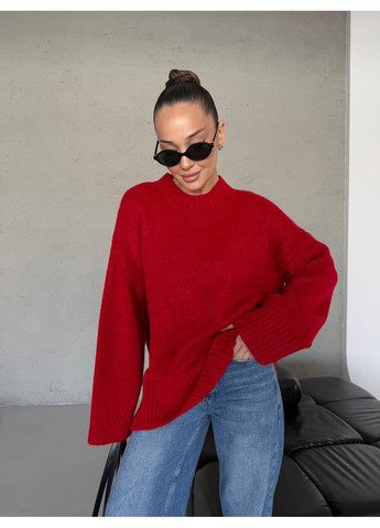 Червоний стильний в'язаний жіночий светр No Brand Б1466-095/1