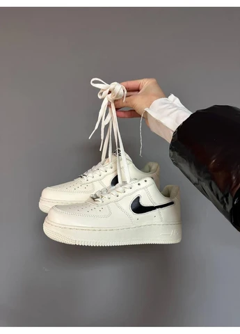 Чорні літні кросівки nike air force 1 cream black swoosh найк аір форс 1 No Brand