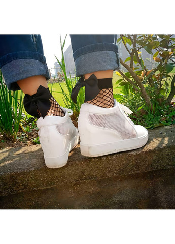 Чёрные чулочно-носочные изделия в сетку с бантиком xs-l черный (368892715)