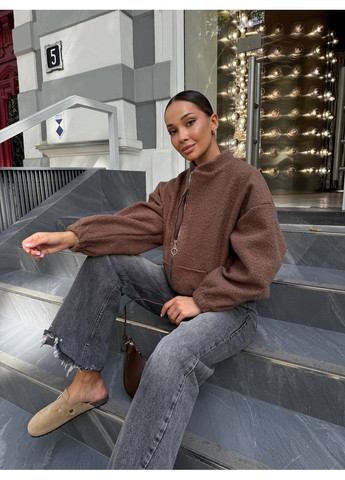 Куртка-бомбер из ткани букле без подкладки. Vione на молнии (367078000)