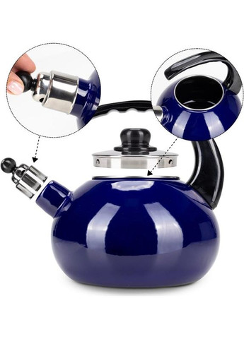 Чайник эмалированный "Boiling Water" 2.5л со свистком, синий глянец Kamille (372171193)