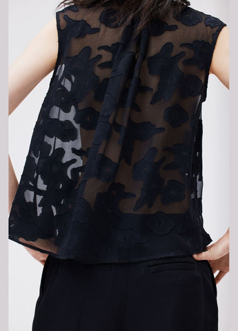 Чорна жакардова блузка без рукавів H&M