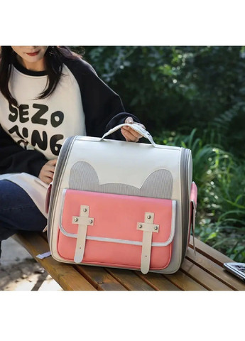 Рюкзак сумка переноска для животных кошек собак с вентиляцией кармашками подстилкой 38х37х23 см (477270-Prob) Розовый Unbranded (296259922)