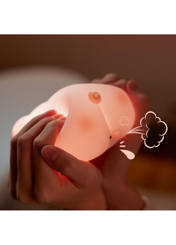 Нічник силіконовий із регулюванням яскравості, таймером, акумулятором з USB зарядкою Порося No Brand (366303734)