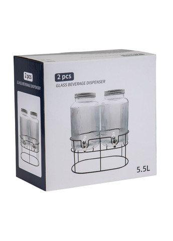 Набор из 2 лимонадниц с краном на металлической подставке 5,5 л 48х35 см 19227-006 стекло No Brand (346533694)