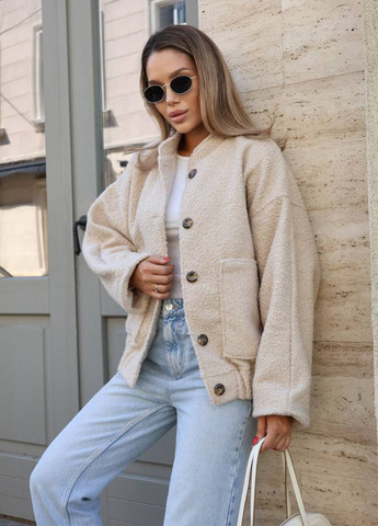 Изысканный повседневный демисезонный бомбер букле Allthings на пуговицах (370678756)