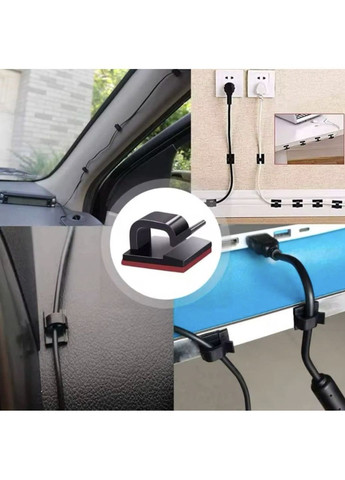 Органайзер фиксатор кабеля держатель для проволоки клипса зажим хомут самоклеющийся кабель 3M 1 шт WCL1007 Черный Captain (370665141)