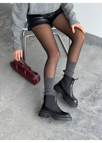 Осенние демисезонные челси из натурального лака Helen