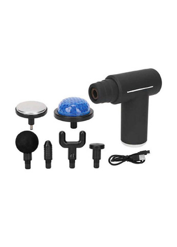 Ударный портативный массажный ручной вибромассажер с подогревом сменными насадками 6 штук (477769-Prob) Unbranded (299792342)