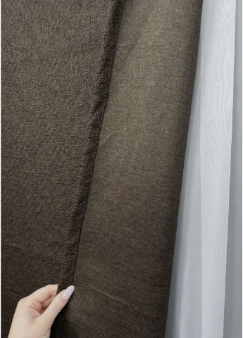 Комплект готових штор Льон ELEMENTA № 1867ш Венге 200х290см 2 шт (32-182) VR-Textil (368826962)