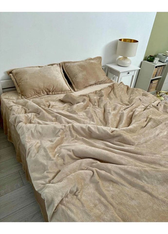 Постельное белье плюшевое двуспальное Home 20752 180х215 см бежевое DUSHKA (336327610)