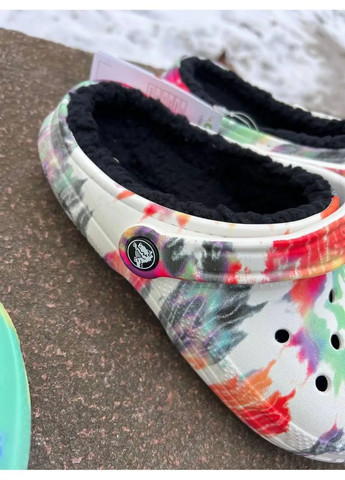 Сабо утепленные кроксы на меху домашние тапки оригинал новые Crocs Classic Tie-Dye Lined Clog (364989007)
