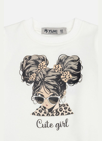 Yuki свитшот для девочки цвет молочный цб-00243300 молочный трикотаж