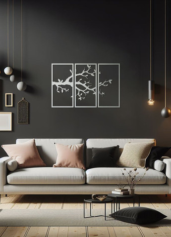 Настенный декор для дома, картина лофт "Ветвь вишни картина модульная", декоративное панно 80х125 см Woodyard (292112232)