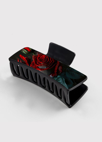 Заколка крабик для волосся жіноча затискач шпилька Квіти #014 чорна No Brand (315631117)