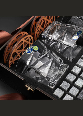 Набор для виски с камнями и шестью бокалами Bohemia Zig-Zag 300 мл Handmade WS609 (345646822)