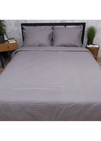 Комплект постільної білизни Satin Stripe Полуторний Євро 160х220 наволочки 2х50х70 (MS-820017171) Moon&Star Silver Stripe (400237326)