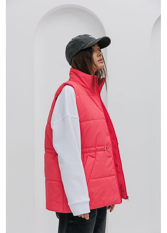 Женский жилет из плащевки коралловый с кулисой на талии Arjen (294907381)