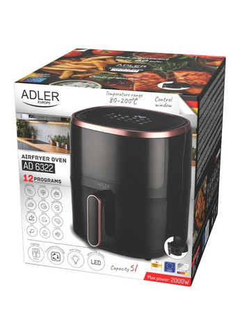 Мультиварка AD 6322 2000Вт/чаша 5л/програм:12/сенсорне керування/таймер/чорна Adler (372616492)