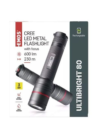 Ліхтар (P3180) Emos P3180 600Lm Li-ion Metal (268141680)