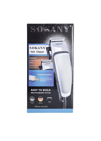 Машинка для стрижки волос SK-4643 электрическая универсальная 4 насадки Серебристая Sokany (369143370)