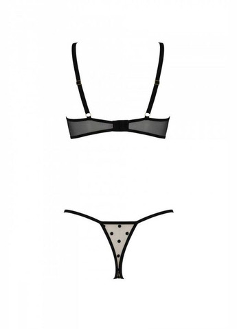 Комбинированный демисезонный эротический комплект marina set with open bra, s/m, beige, открытые чашки Passion