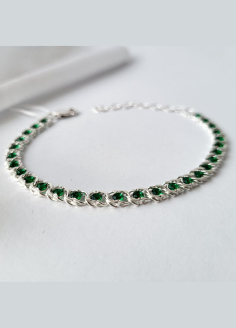 Срібний браслет Арабка із Зеленими каменями на руку 16.5 - 19.5 см срібло 925 проби 6035з 6.69г Nobrand (363969132)