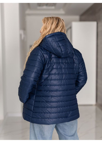 Синяя демисезонная куртка женская демисезонная с капюшоном No Brand