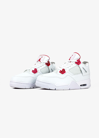 Белые всесезонные кроссовки мужские и женские nike air jordan 4 retro metallic red white | найк аир джордан 4 ретро белые No Brand