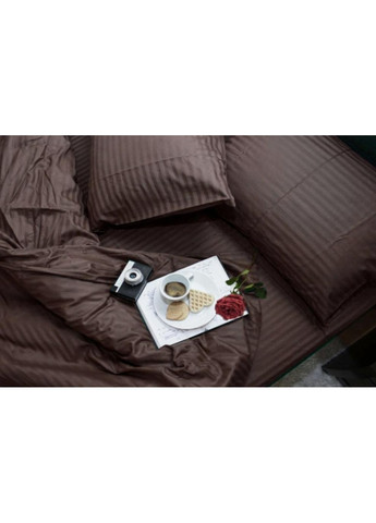 Постельное белье Шоколад страйп сатин PREMIUM Евро размер, наволочки 70/70 No Brand (363191651)