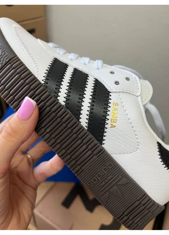 Белые летние кроссовки adidas samba white black адидас самба No Brand
