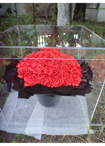 Букет з атласних стрічок в акриловому кубі No Brand (368672391)