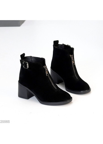 Чорні ботильйони демі, чорний замш No Brand