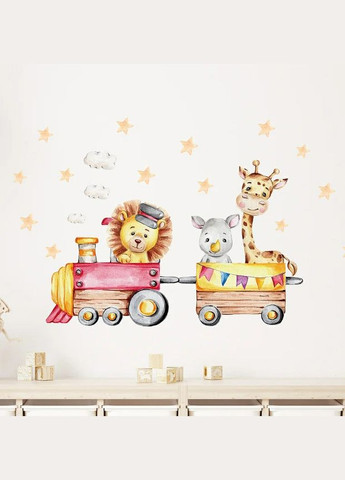 Вінілова наклейка на стіну Паровозик із тваринами (лист 30 х 60 см) Б250-12 BRUP (302241767)